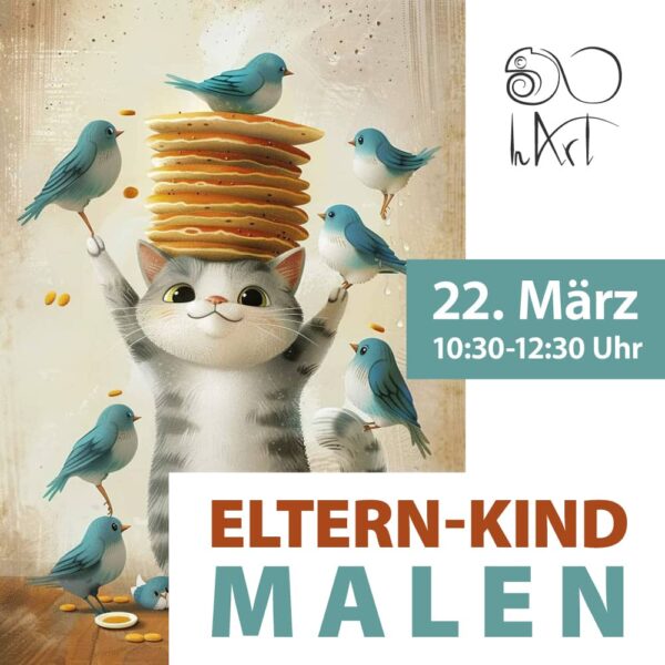 Eltern-Kind Malen – Kätzchen mit Vögeln - 22. März, 10:30 Uhr (1 Bild, 2 oder 3 Personen)