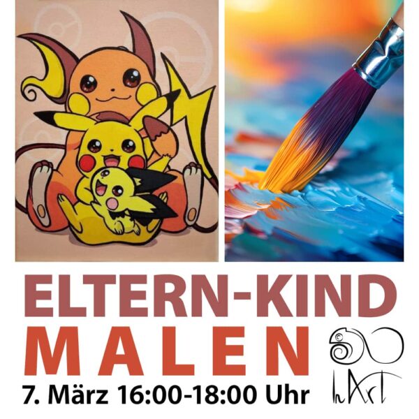 Eltern-Kind Malen – Pokémon - 7. März, 16:00 Uhr (1 Bild, 2 oder 3 Personen)